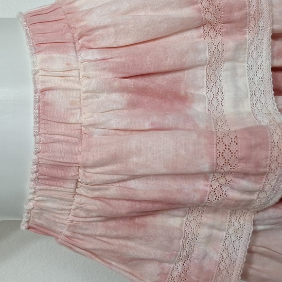 Chelsea & Violet NEW Linen Blend Coquette Pink Cottagecore Tiered Mini Skirt M - Picture 2 of 12
